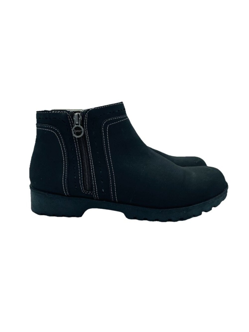 JSport Shoes Womens Size 9 M Black Jenna Ankle Heel Boots Side Zip Memory Foam